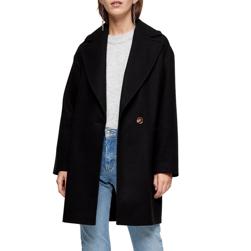 Topshop NEW Black Carly Oversized Coat